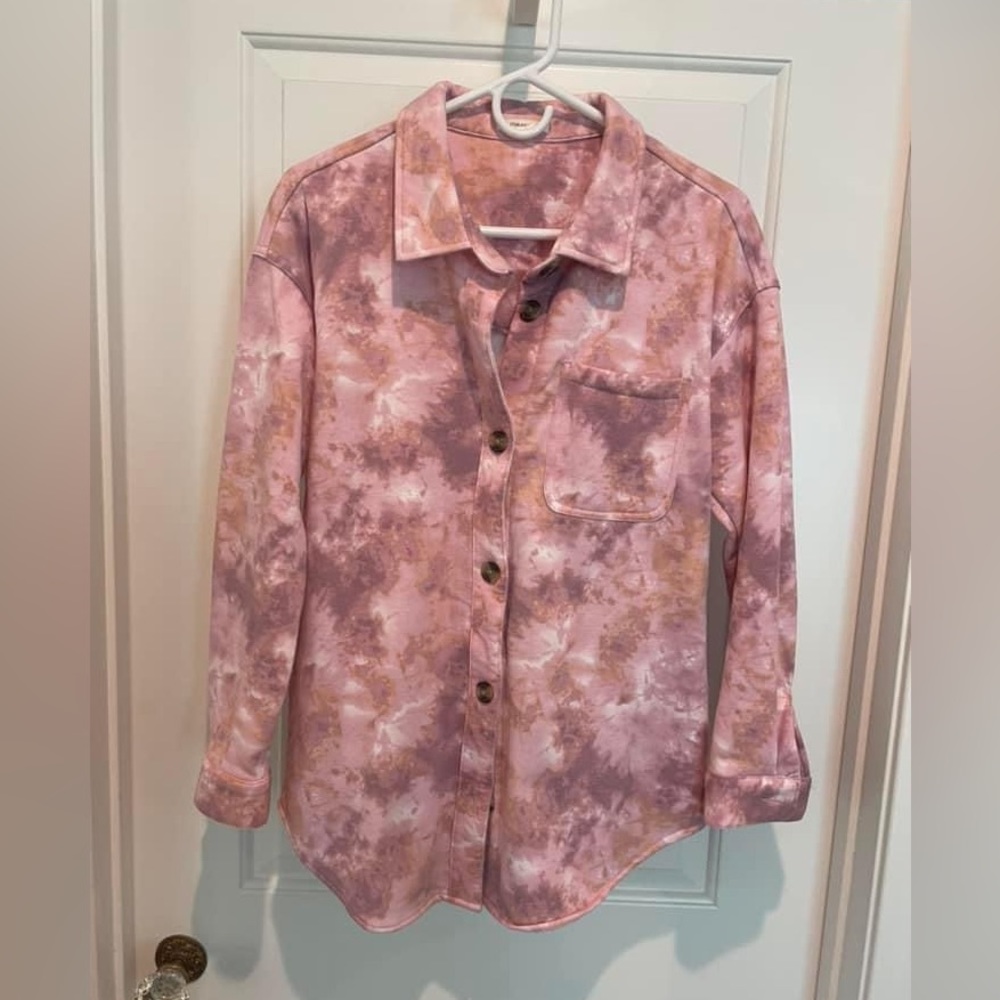 Maurices Pink Tie Dye Shacket Shirt Jacket